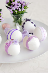 Naklejka na ściany i meble Table decoration for Easter breakfast with eggs