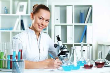 Young scientist working in laboratory