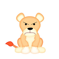 Applique  work in the form of angry lion from a fabric