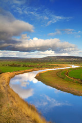Idyllic scenery of sky reflected in Shannon river
