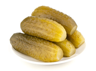 Pickles on white background