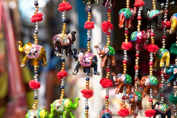 Deurstickers Elephants in market © pikoso.kz
