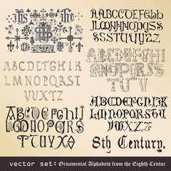 Obraz premium vector set: Ornamental Alphabets, from the Eighth Century