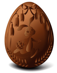 Easter chocolate egg with rabbit