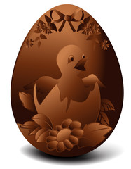 Easter chocolate egg with chicken