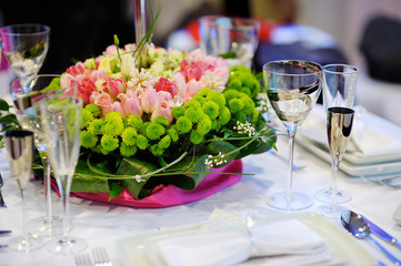 Table set for an event party or wedding reception