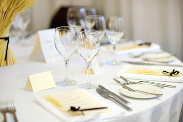 Table set for an event party or wedding reception