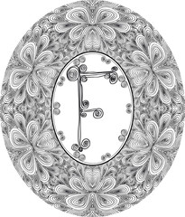 Hand draw font. Letter F. Vector illustration