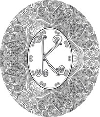Hand draw font. Letter K. Vector illustration