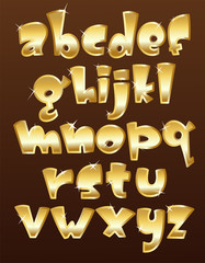 Lower case gold alphabet