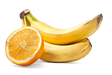 banana bunch and orange