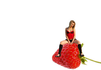 Ragazza sulla fragola