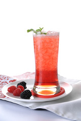 drink and berries isolated on white