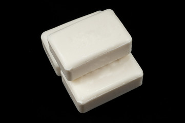 White Soap on the black background