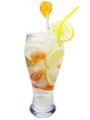 fruit cold juice drink with lemon