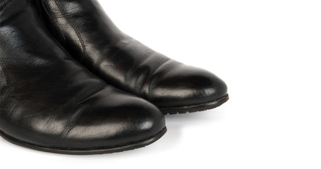 pair of black leather men shoes isolated onwhite background