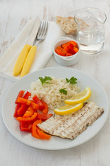 Fototapeta na wymiar fish with boiled rice