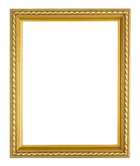 golden picture frame on white background