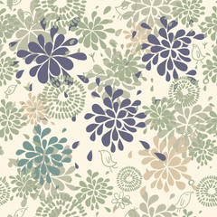 Birds in flowers. Abstract seamless pattern