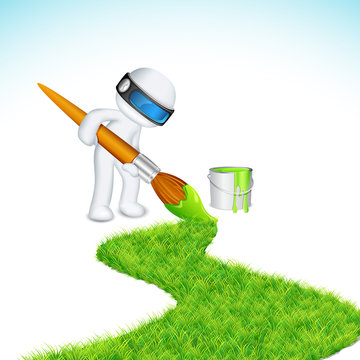 3d Man painting Road