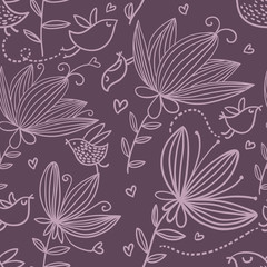 Fototapeta na wymiar Violet floral seamless pattern