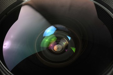 lentilles et diaphragme d'un objectif photo