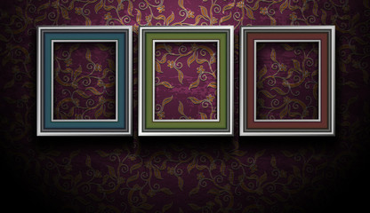 Gallery Picture Frames on Grunge Vintage Wall