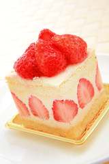 sweet cake with strawberry at tea time