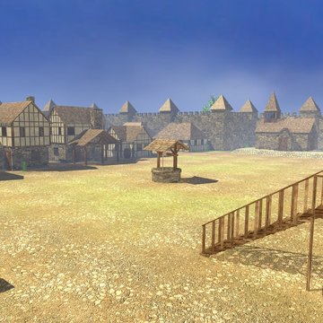 3d render of medieval town