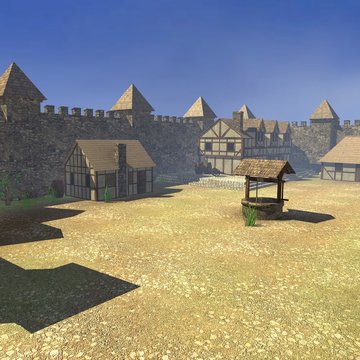 3d render of medieval town