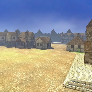 3d render of medieval town