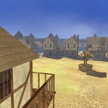 3d render of medieval town