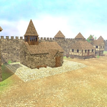 3d render of medieval town