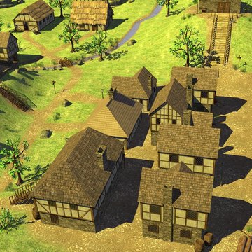 3d render of medieval town