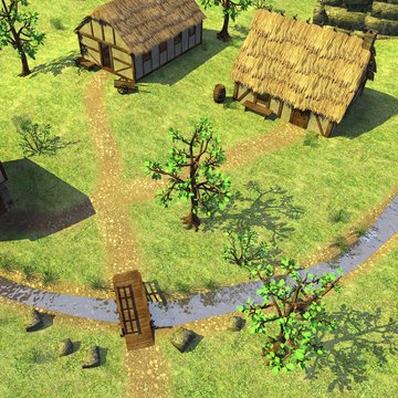 3d render of medieval town