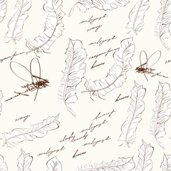 Seamless pattern with feather