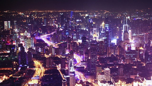 shanghai at night. time lapse