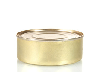 Tin with food isolated on white