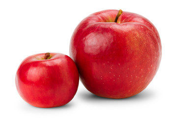 big and small apples on white