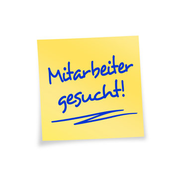 Notizzettel gelb Mitarbeiter gesucht!
