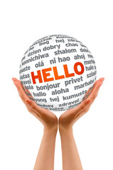Hands holding a Hello 3D Sphere © kbuntu