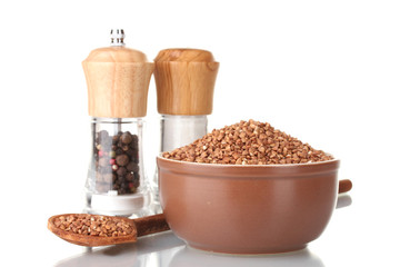 Raw buckwheat isolated on white