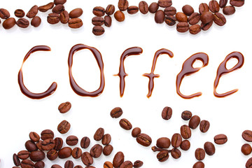 Inscription coffee isolated on white