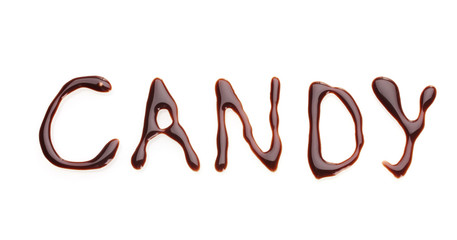Inscription candy isolated on white
