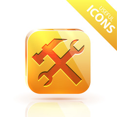 Glossy yellow orange metallic button