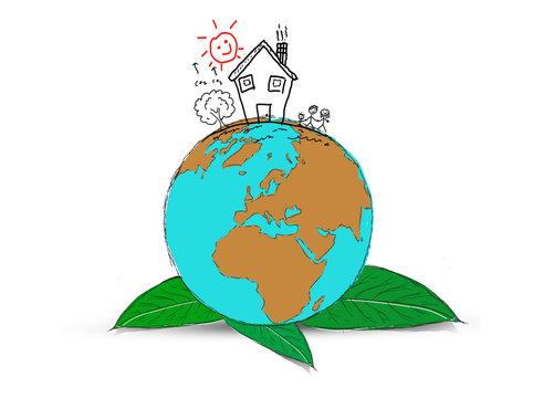 Symbol of globe with the plant