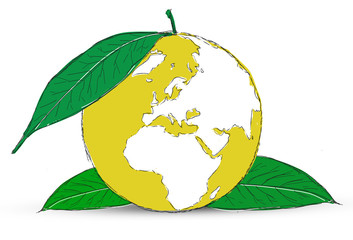 Symbol of globe with the plant