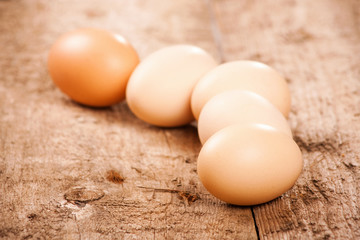 eggs on wooden background