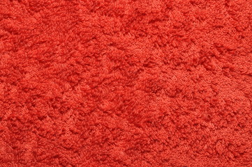 Red bath towel, equipment of bathroom