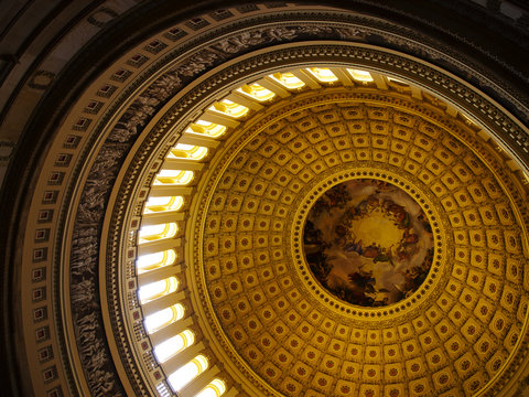 Interior Dome of the USA Capitol Building in Washington DC